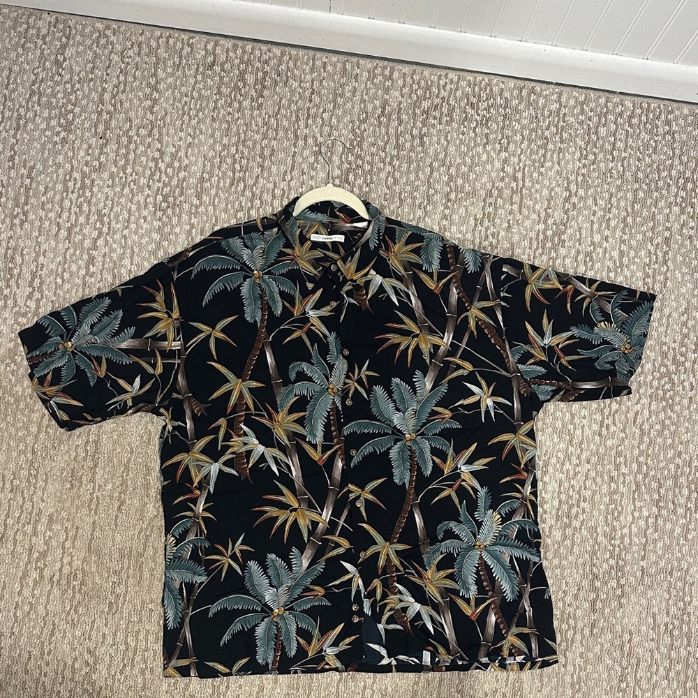 Moda Campia Moda vintage Hawaiian shirt in black and green (330)